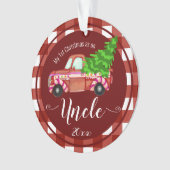 Erste Weihnachten als Onkel Red Truck Foto Ornament (Vorderseite)