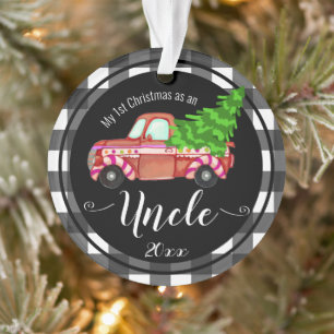 Erste Weihnachten als Onkel-Roter Lastwagen Ornament