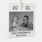 Erste Weihnachten als Onkel Schwarz und Weiß einfa Keramikornament (Rechts)