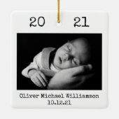 Erste Weihnachten als Onkel Schwarz und Weiß einfa Keramikornament (Rückseite)