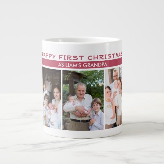 Erste Weihnachten als Opa 5 FotoCollage Jumbo-Tasse (Vorderseite)