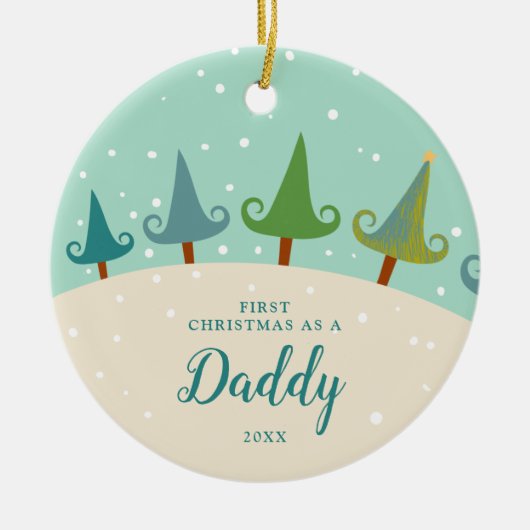 Erste Weihnachten als Papa Personalisierter Kiefer Keramik Ornament (Vorne)