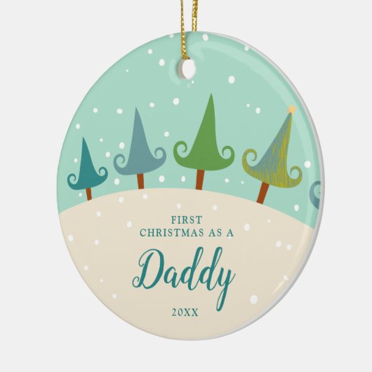 Erste Weihnachten als Papa Personalisierter Kiefer Keramik Ornament (Links)