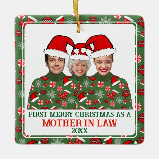 Erste Weihnachten als Schwiegermütterchen Keramikornament (Vorderseite)