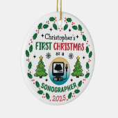 Erste Weihnachten als Sonographin-Individuelle Nam Keramik Ornament (Rechts)