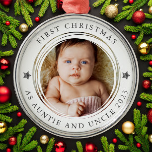 Erste Weihnachten als Tantchen & Onkel-Foto Ornament Aus Metall
