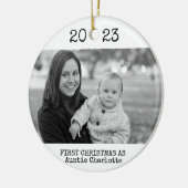 Erste Weihnachten als Tante 2 Foto 2 Seite B&W Keramik Ornament (Links)