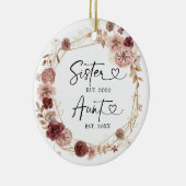 Erste Weihnachten als Tante Geometric Boho Blumeng Keramik Ornament (Rechts)