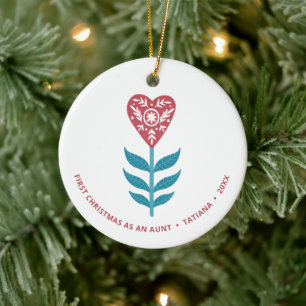 Erste Weihnachten als Tante Personalisierte Blume Keramik Ornament