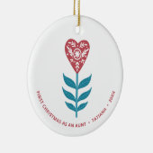 Erste Weihnachten als Tante Personalisierte Blume Keramik Ornament (Rechts)