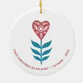 Erste Weihnachten als Tante Personalisierte Blume Keramik Ornament (Hinten)