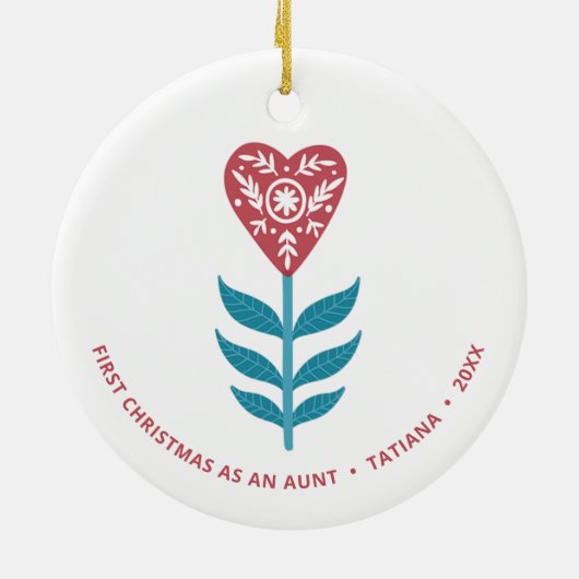 Erste Weihnachten als Tante Personalisierte Blume Keramik Ornament (Hinten)