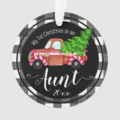 Erste Weihnachten als Tante Red Truck Foto Ornament (Vorderseite)
