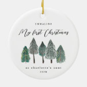 Erste Weihnachten als Tante Rustikale Bäume Keramik Ornament (Hinten)