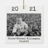 Erste Weihnachten als Tante Schwarz und Weiß einfa Keramikornament (Rückseite)