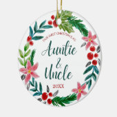 Erste Weihnachten als Tante und Onkel  Keramik Ornament (Links)