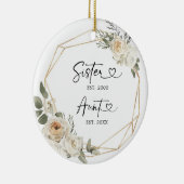Erste Weihnachten als Tante White Floral Geometric Keramik Ornament (Rechts)