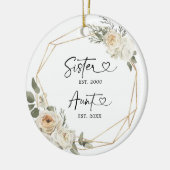 Erste Weihnachten als Tante White Floral Geometric Keramik Ornament (Links)