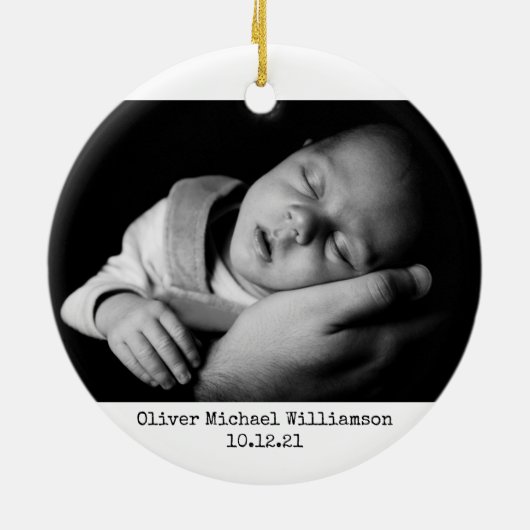 Erste Weihnachten als unschwarze und weiße Moderne Keramik Ornament (Hinten)