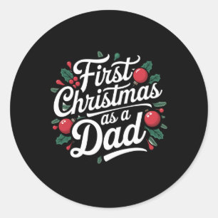 Erste Weihnachten als Vater Familienurlaub Neu Runder Aufkleber