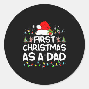 Erste Weihnachten als Vater Funny New Dad Weihnach Runder Aufkleber