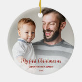 Erste Weihnachten als Vater Volles Foto verblasst Keramik Ornament (Hinten)
