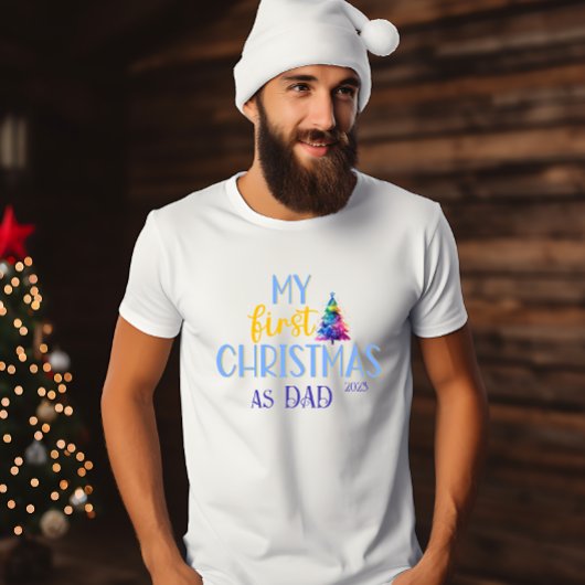 Erste Weihnachten als Vater Wasserfarbe Neon Xmas T-Shirt