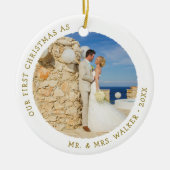 Erste Weihnachten als Verheiratete Mr. and Mrs. Fo Keramik Ornament (Vorne)