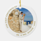 Erste Weihnachten als Verheiratete Mr. and Mrs. Fo Keramik Ornament (Hinten)