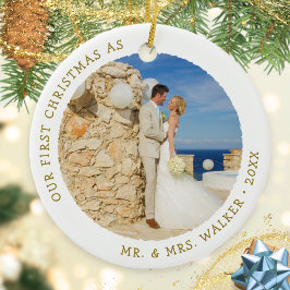 Erste Weihnachten als Verheiratete Mr. and Mrs. Fo Keramik Ornament