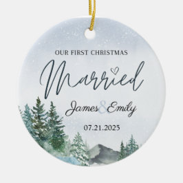 Erste Weihnachten als Verheiratetes Ornament, Hoch Keramik Ornament