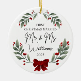 Erste Weihnachten als Verheiratetes Ornament, Hoch Keramik Ornament