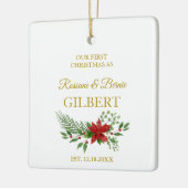 Erste Weihnachten als Zitat mit Poinsettias Design Keramikornament (Links)