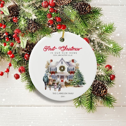 Erste Weihnachten auf der neuen Zuhause | 2 Kinder Keramik Ornament