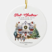 Erste Weihnachten auf der neuen Zuhause | 2 Kinder Keramik Ornament (Vorne)