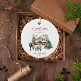 Erste Weihnachten auf der neuen Zuhause | 3 Kinder Keramik Ornament