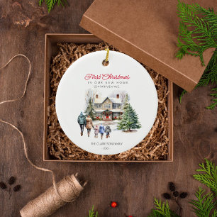 Erste Weihnachten auf der neuen Zuhause 3 Kinder Keramik Ornament
