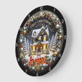 Erste Weihnachten auf unserer neuen Zuhause Große Wanduhr (Winkel)