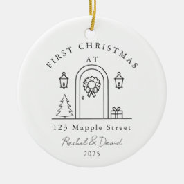 Erste Weihnachten auf unserer neuen Zuhause - Haus Keramik Ornament