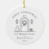 Erste Weihnachten auf unserer neuen Zuhause - Haus Keramik Ornament (Hinten)