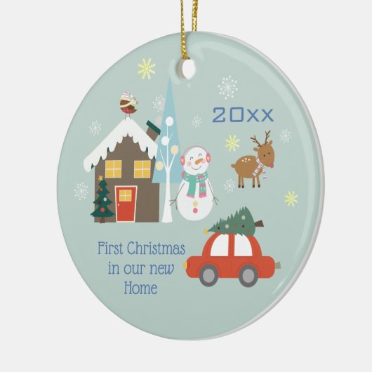 Erste Weihnachten auf unserer neuen Zuhause Keramik Ornament (Links)