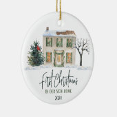Erste Weihnachten auf unserer neuen Zuhause Keramik Ornament (Rechts)