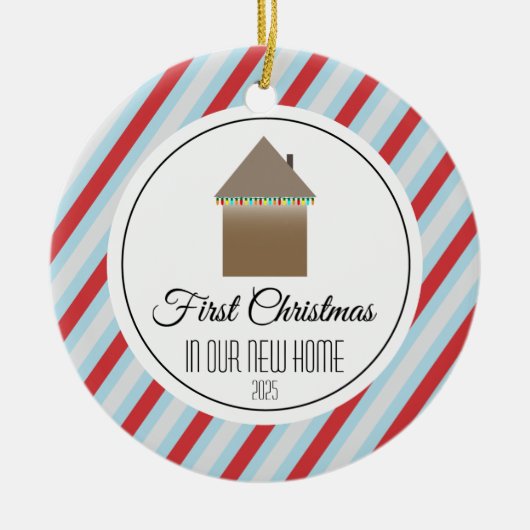 Erste Weihnachten auf unserer neuen Zuhause Keramik Ornament (Vorne)