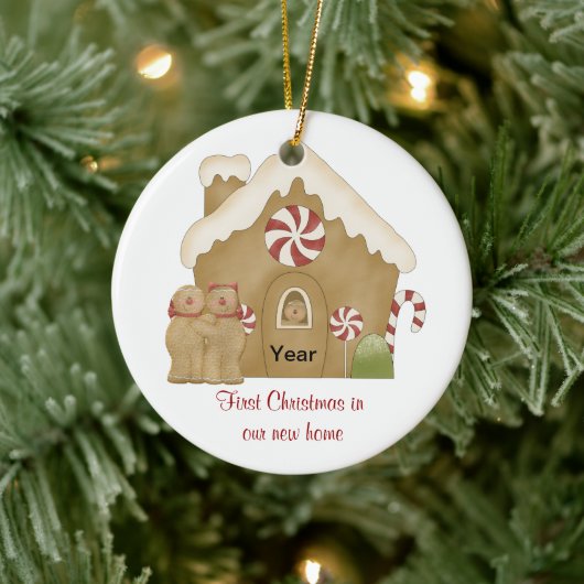 Erste Weihnachten auf unserer neuen Zuhause Keramik Ornament (Baum)
