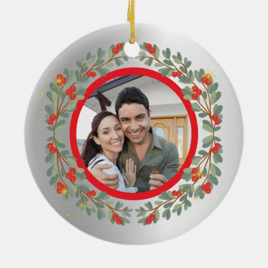 Erste Weihnachten auf unserer neuen Zuhause Keramik Ornament (Hinten)