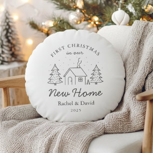 Erste Weihnachten auf unserer neuen Zuhause Mini Rundes Kissen