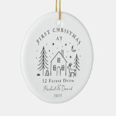 Erste Weihnachten auf unserer neuen Zuhause - Moon Keramik Ornament (Rechts)