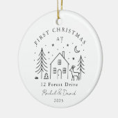 Erste Weihnachten auf unserer neuen Zuhause - Moon Keramik Ornament (Links)