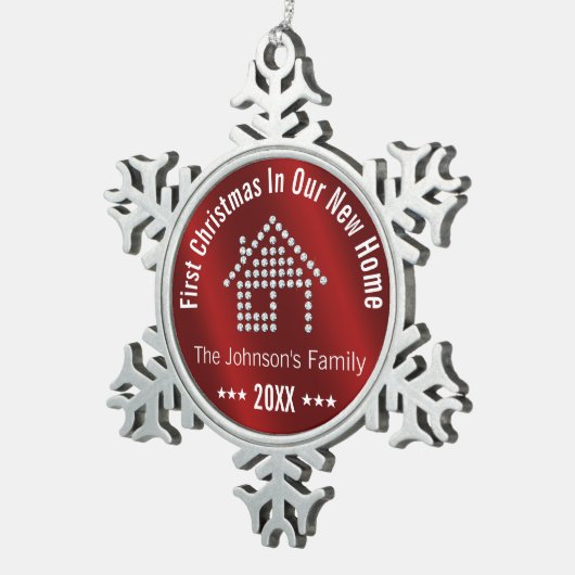 Erste Weihnachten auf unserer neuen Zuhause | Pers Schneeflocken Zinn-Ornament (Rechts)