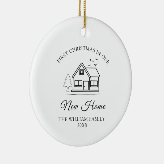 Erste Weihnachten auf unserer neuen Zuhause Weihna Keramik Ornament (Rechts)